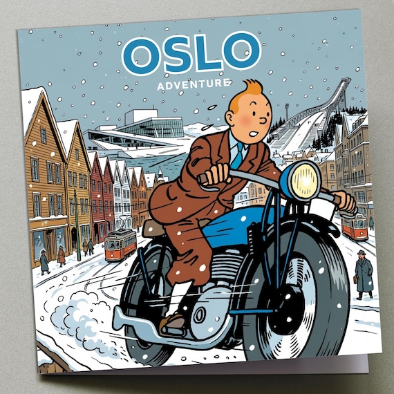 Personalised Greetings Card - Tintin in Oslo