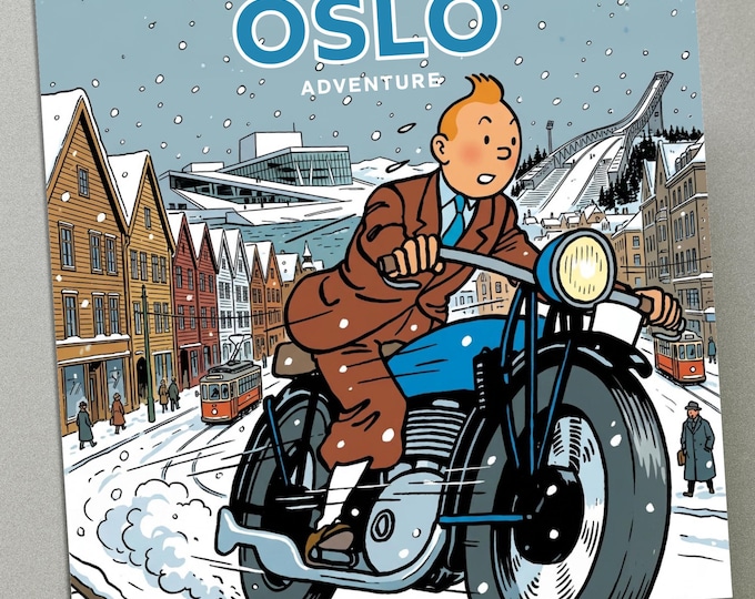 Personalised Greetings Card - Tintin in Oslo
