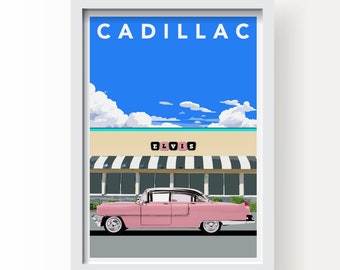 Elvis Cadillac 1955 / American Dinner Art Print