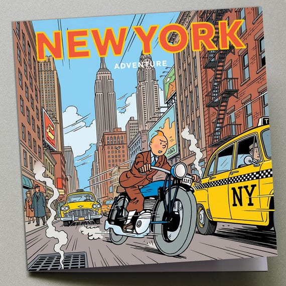 Personalised Greetings Card - Tintin in New York
