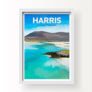 Stampa artistica, biglietto d'auguri e cartolina dell'Isola di Harris Luskentire Beach Ebridi Esterne