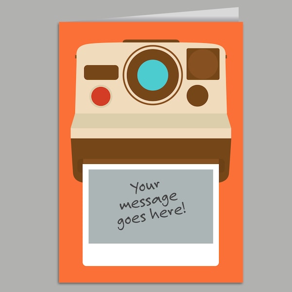 Retro Fun Polaroid Instant Camera Personalised Greetings Card