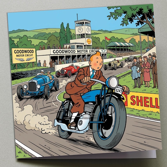 Personalised Greetings Card - Tintin at Goodwood Revival