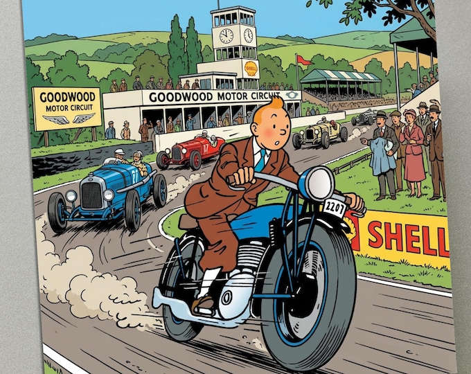 Personalised Greetings Card - Tintin at Goodwood Revival