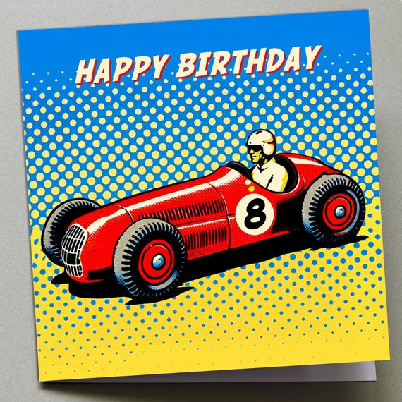 Personalised Birthday Card Vintage Racing Car