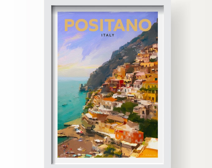 Positano Italy Art print and Greetings Card