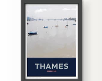 The Shipping Forecast Art Print Poster and Greetings Card - Thames