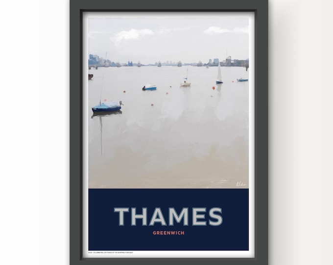 The Shipping Forecast Art Print Poster and Greetings Card - Thames