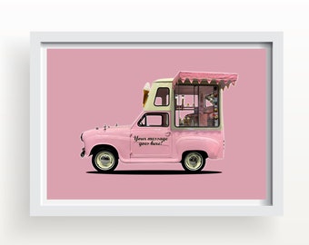 Ice Cream Van Art print and Greetings Card