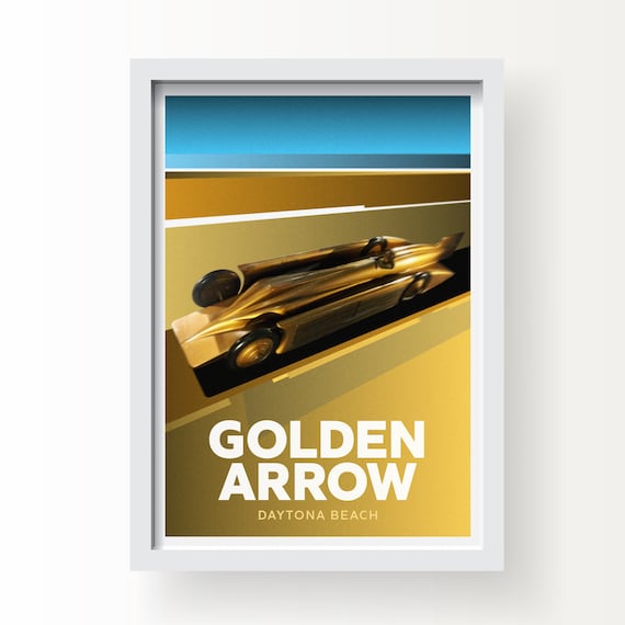 Golden Arrow Daytona Beach, Art Print