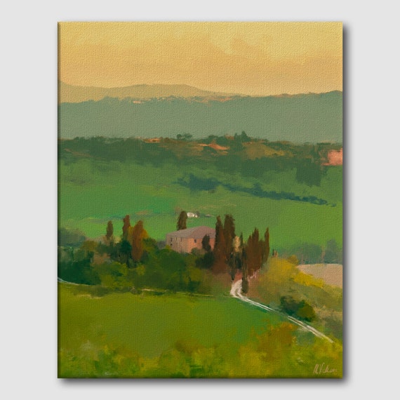 Val d Orcia Tuscany Original Oil Painting Digital Canvas Wall Art