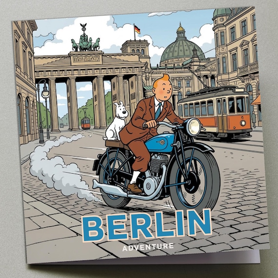 Personalised Greetings Card - Tintin in Berlin
