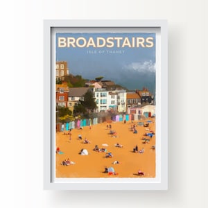 Stampa artistica, biglietto d'auguri e cartolina della città balneare di Broadstairs