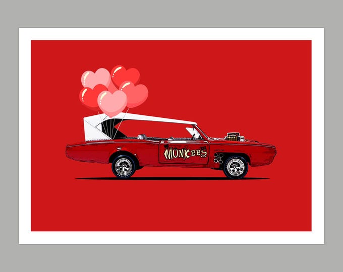 Monkees Monkeemobile Valentine's Day Greetings Card