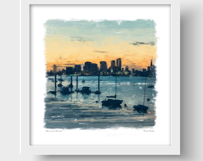 Greenwich Sunset, London Art Print & Greetings Card