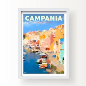 Isola di Procida, Campania, Italia Stampa artistica e biglietto di auguri