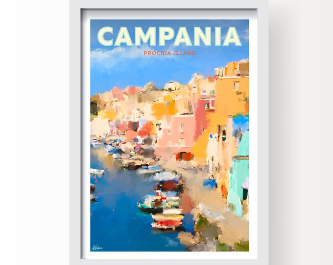 Procida Island, Campania, Italy Art print and Greetings Card