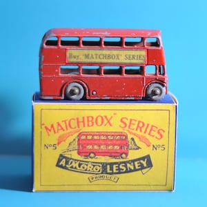 Vintage Matchbox Lesney No 5B  London Bus 1957 with Reproduction box