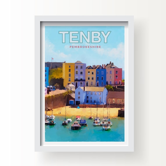 Tenby Seaside Town  Pembrokeshire Fine Art Print, Greetings Card & Postcard