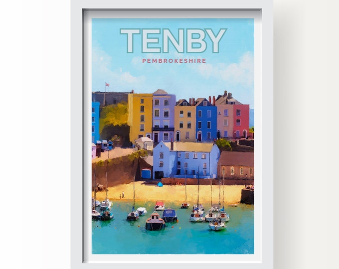 Tenby Seaside Town  Pembrokeshire Fine Art Print, Greetings Card & Postcard