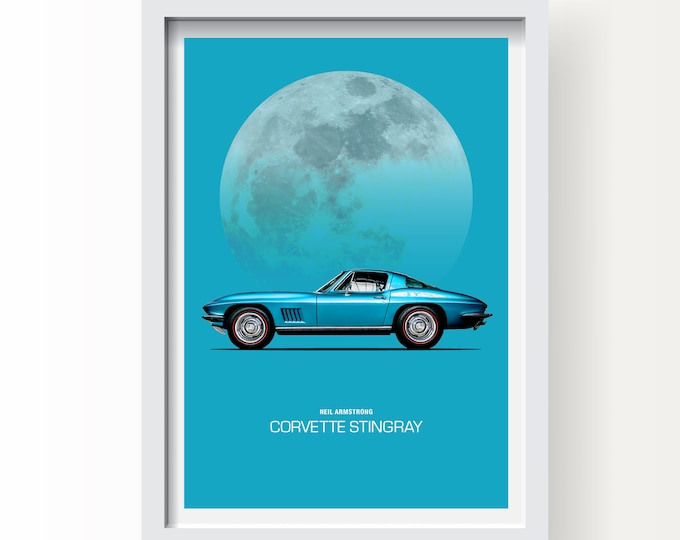 Neil Armstrong Corvette Art Print
