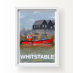 Stampa artistica di Whitstable Harbour Kent, biglietto di auguri e cartolina