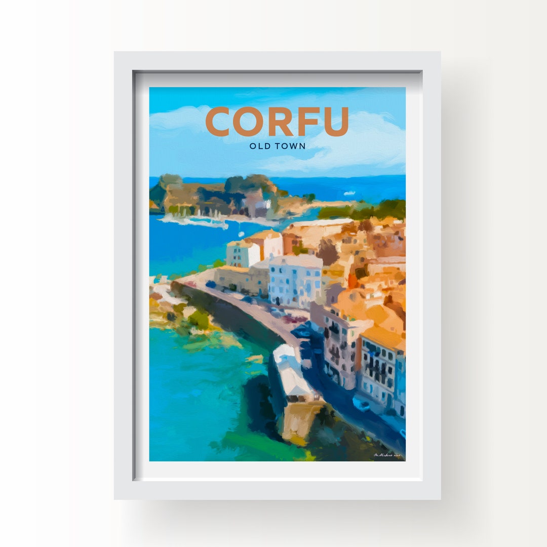 Corfu Old Town, Greece Art Print and Greetings Card - Etsy