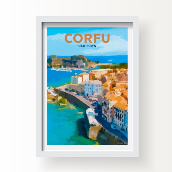 Corfu Old Town, Greece Art print and Greetings Card
