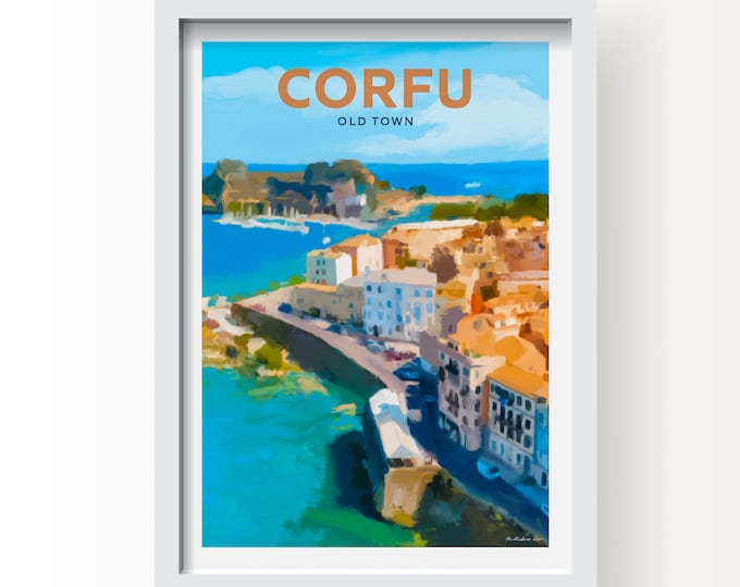 Corfu Old Town, Greece Art print and Greetings Card