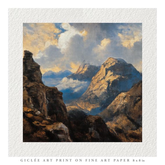 Vintage Scottish Scene Oil Painting Fine Art Print & Greetings Card