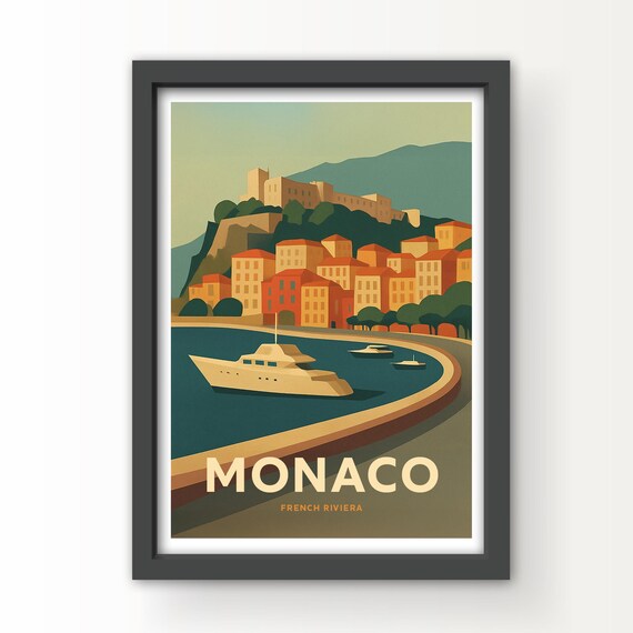 Monaco, French Riviera Art Print and Greetings Card
