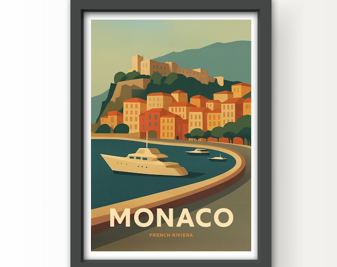 Monaco, French Riviera Art Print and Greetings Card