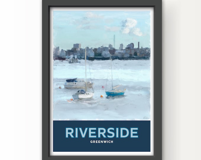 Riverside Greenwich London Poster Art Print & Greetings Card