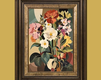 Instant Digital Download image of Vintage Flowers Abstract