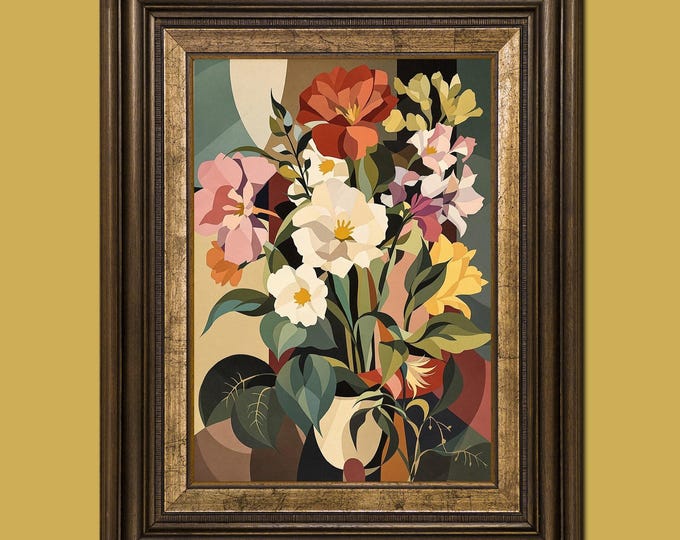 Instant Digital Download image of Vintage Flowers Abstract