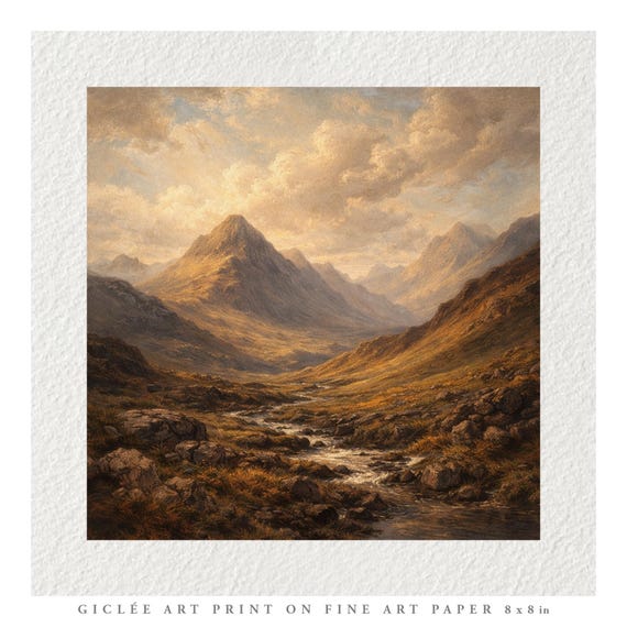 Vintage Scottish Scene Oil Painting Fine Art Print & Greetings Card