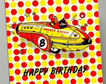 Personalised Birthday Card - Rocket Racer