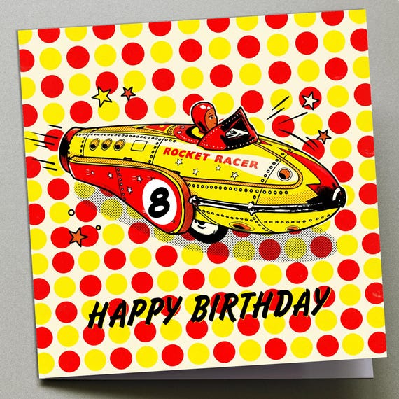 Personalised Birthday Card - Rocket Racer