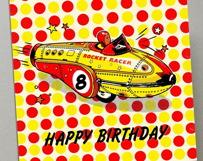 Personalised Birthday Card - Rocket Racer