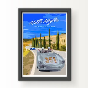 Mille Miglia Kunstdruck und Grußkarte