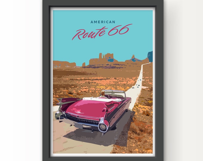 American Route 66 Art Print and Greetings Card