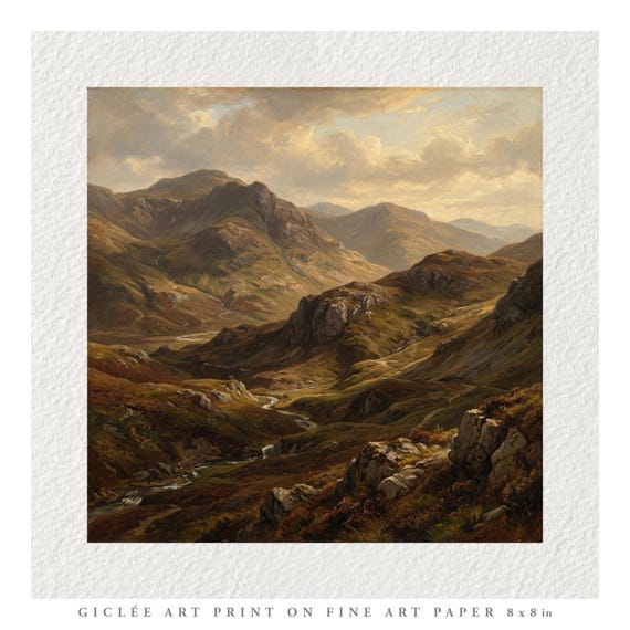 Vintage Scottish Scene Oil Painting Fine Art Print & Greetings Card