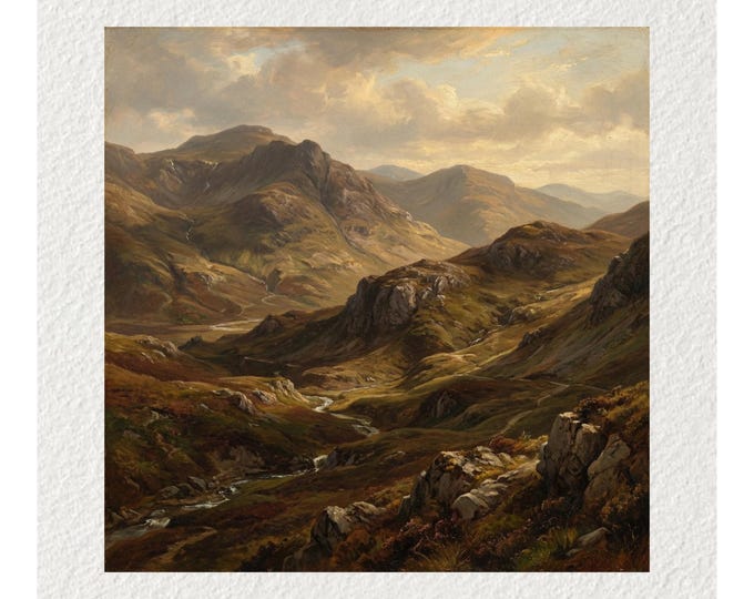 Vintage Scottish Scene Oil Painting Fine Art Print & Greetings Card