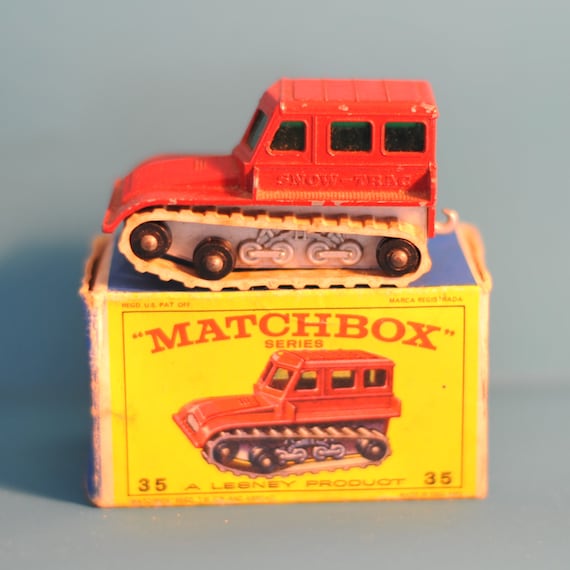 Vintage Matchbox Lesney No 35B Snow Trac Tractor 1964 with original box