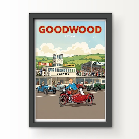 Goodwood Revival TinTin Art Print and Greetings Card