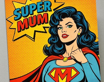Personalised Mother's Day Card - Retro Super Mum