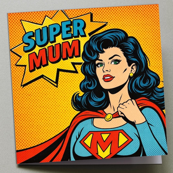 Personalised Mother's Day Card - Retro Super Mum