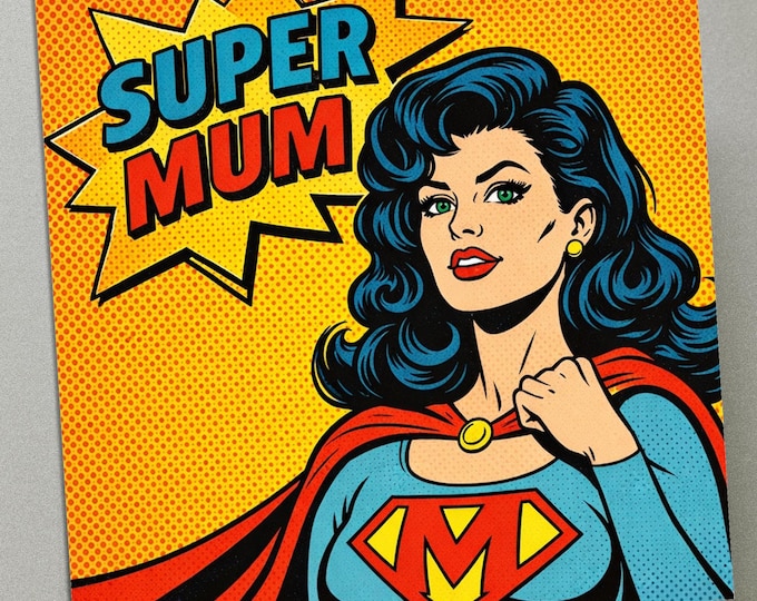 Personalised Mother's Day Card - Retro Super Mum