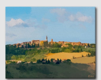 Pienza Tuscany Original Oil Painting Digital Canvas Wall Art