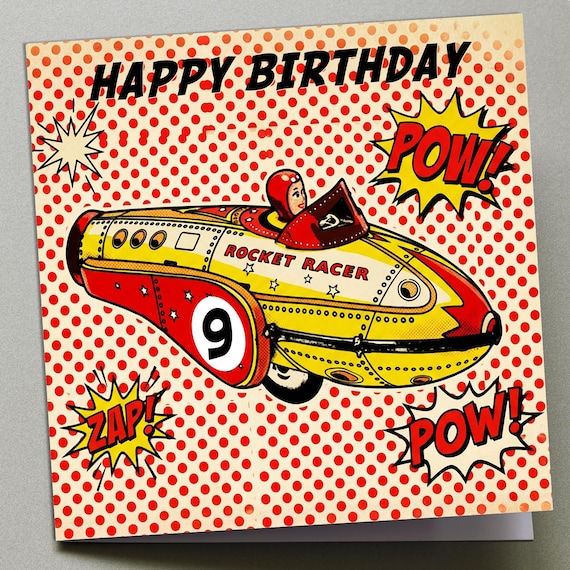 Personalised Birthday Card - Rocket Racer